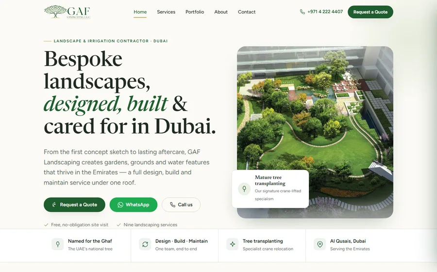 Gaf Landscaping website preview