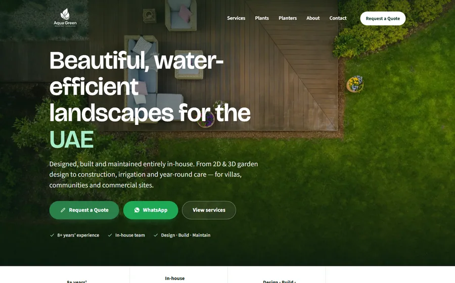 Aqua Green Middle East Landscaping website preview
