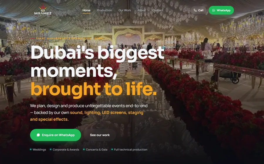 Mramez Events website preview