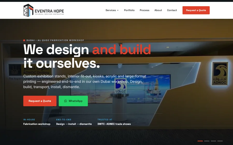 Eventra Hope For Technical Services Contracting website preview