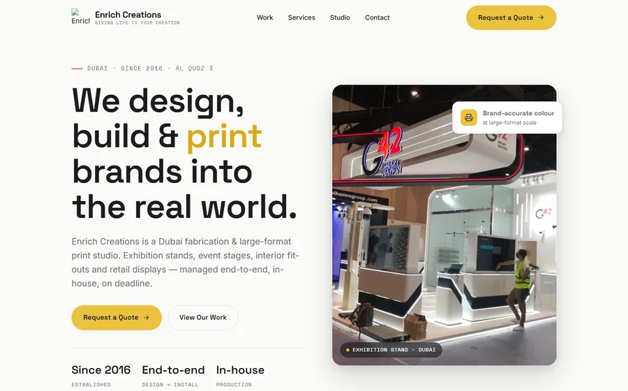 Enrich Creations website preview