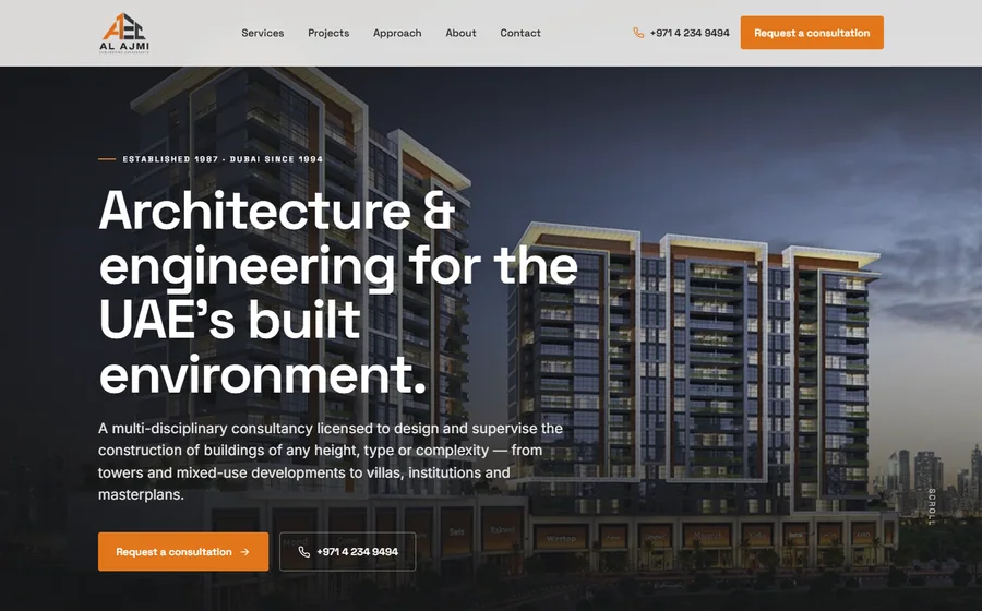 Al Ajmi Engineering Consultants website preview