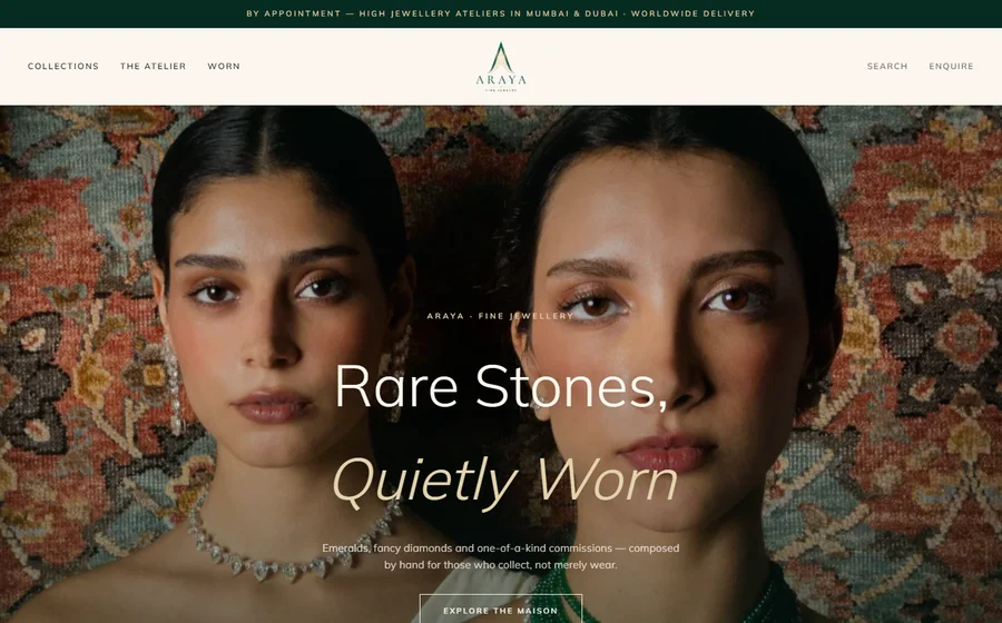 Araya Fine Jewellery website preview