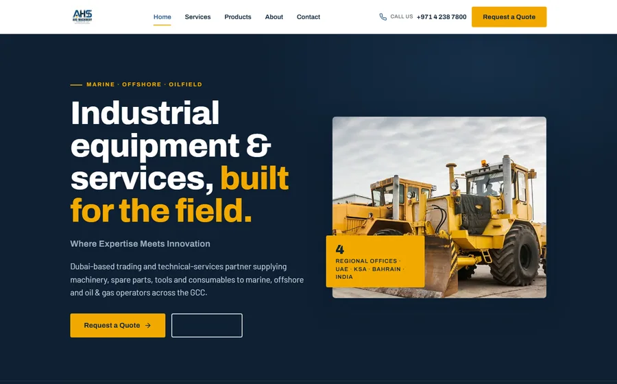 Ahs Machinery website preview