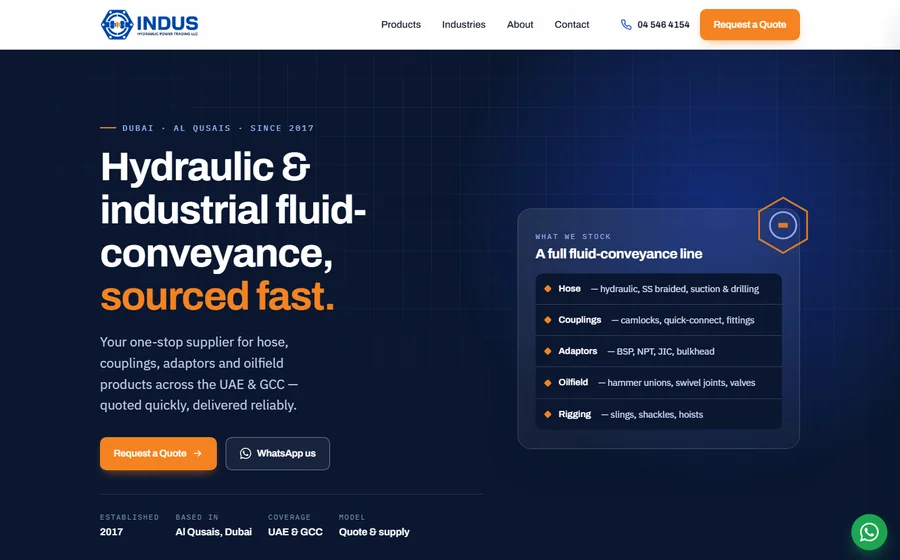 Indus Hydraulic Power website preview