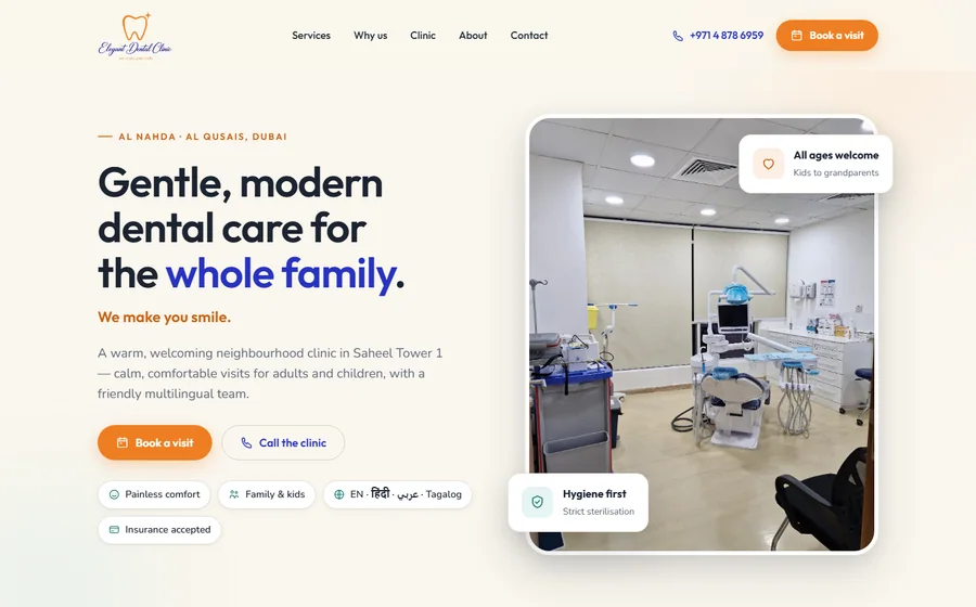 Elegant Dental Clinic website preview