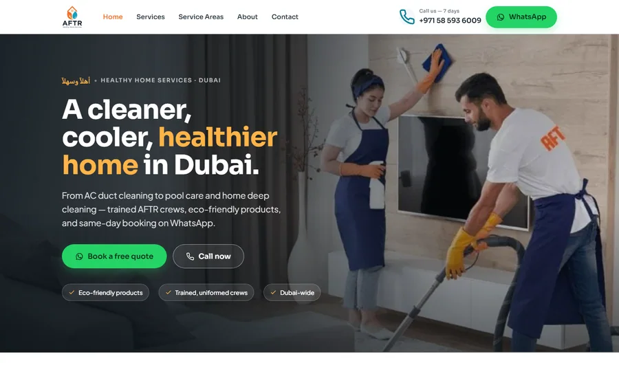 Aftr Ae Technical Services website preview