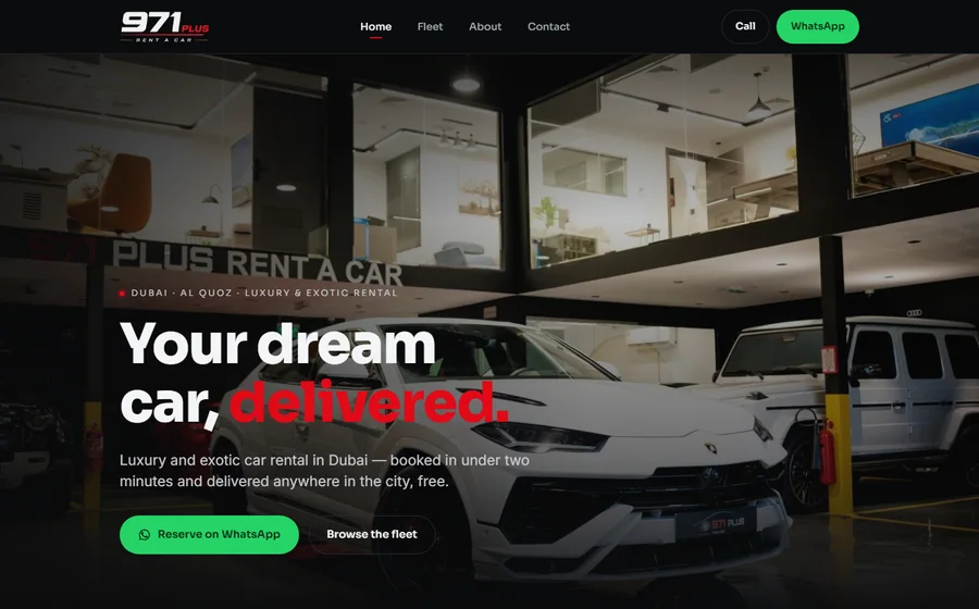 971 Plus Rent A Car website preview