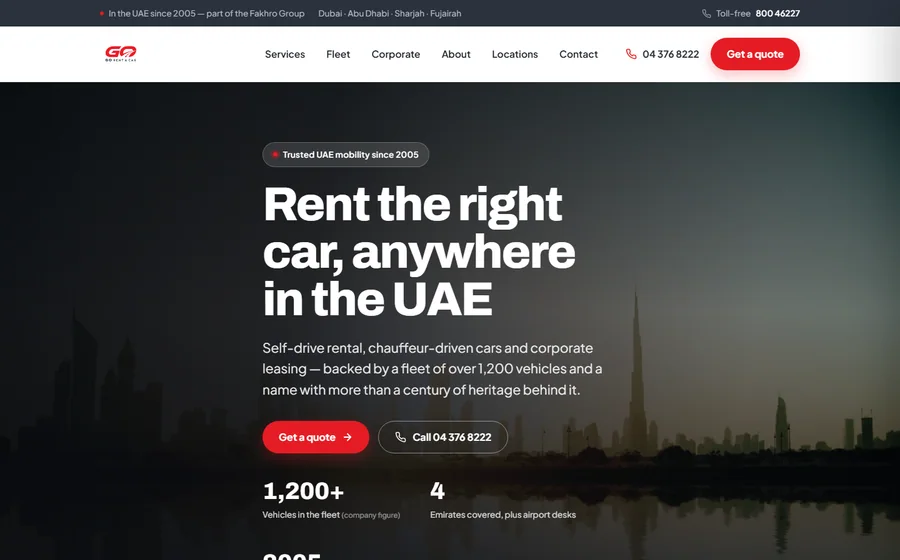 Go Rent A Car website preview