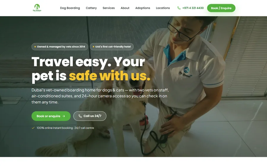 Pet Station Kennels And Cattery website preview