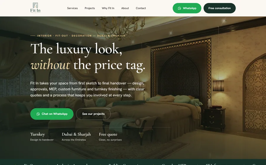 Fit In Interior Decoration website preview