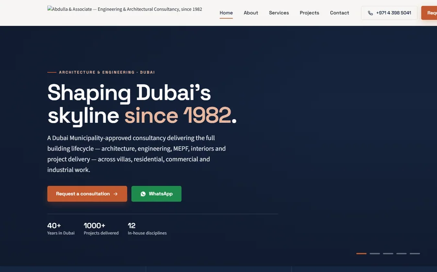 Abdulla Associate Engineering And Architectural website preview