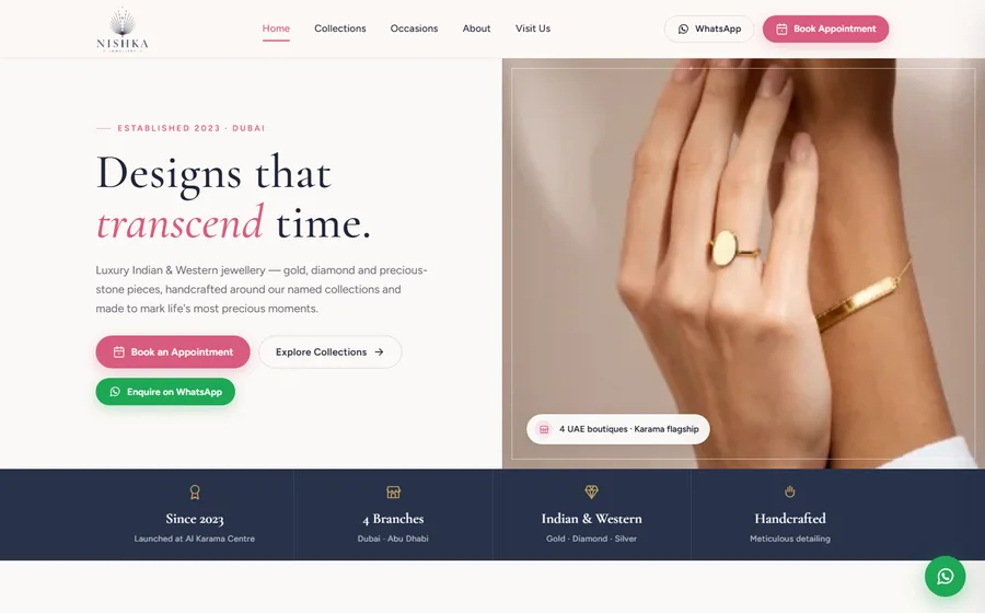 Nishka Jewellery website preview