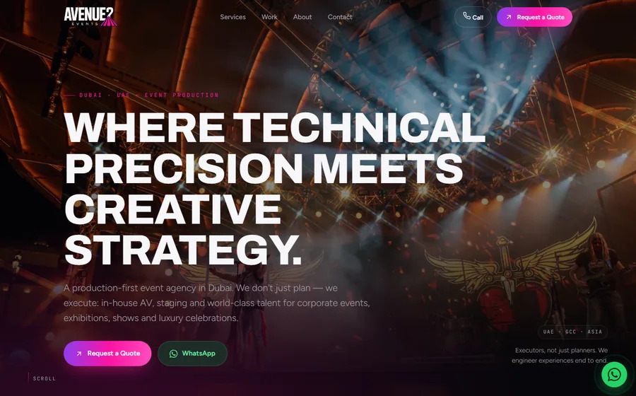 Avenue2 Events website preview