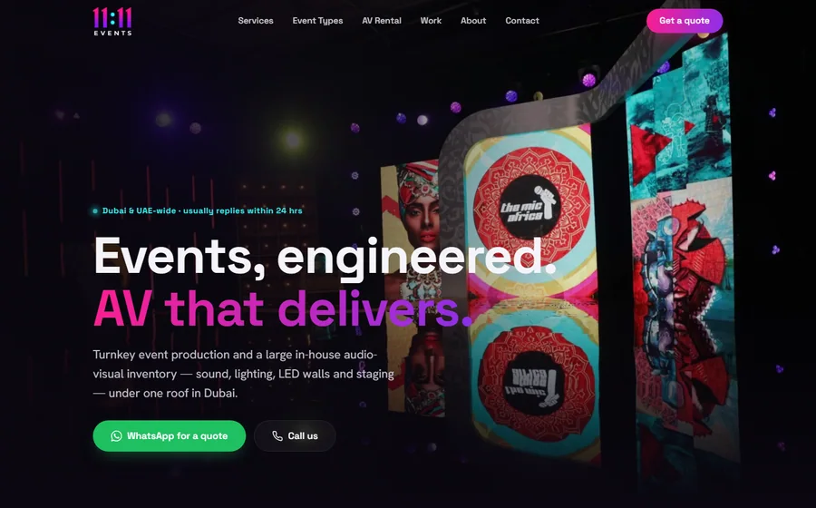 11 11 Events website preview