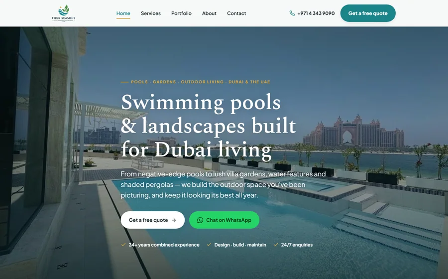 Four Season Pool Garden Landscaping Service website preview