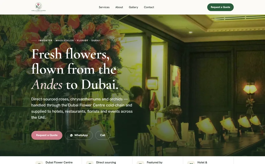Andean Arabian Flowers Limited website preview