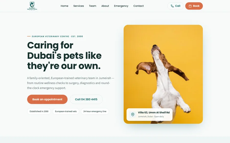 European Veterinary Center website preview