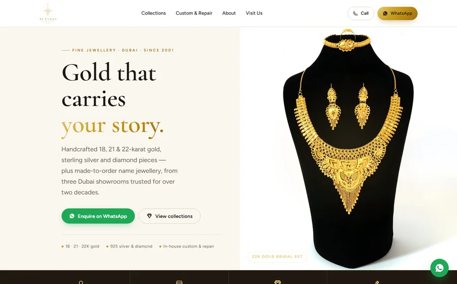 Al Fanan Jewellery website preview