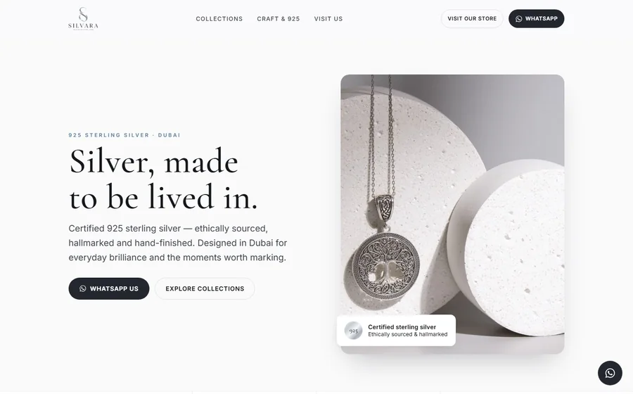 Silvara Jewellery website preview