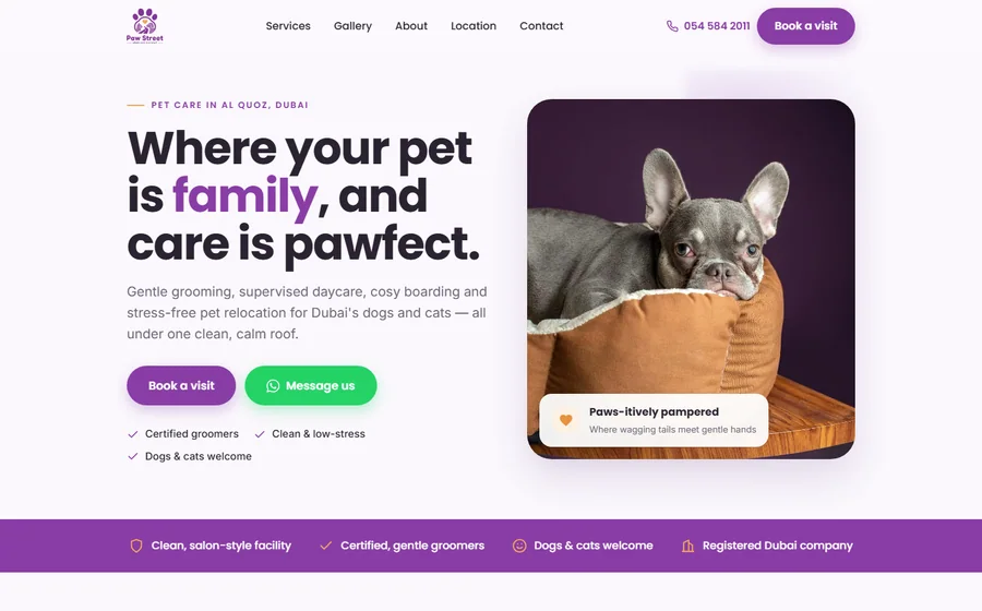 Paw Street For Domestic Pets Grooming website preview