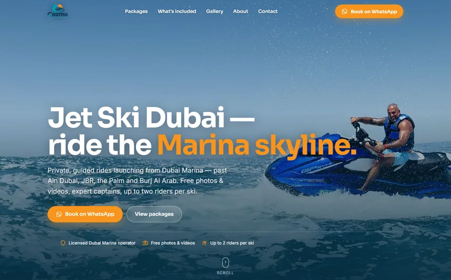 Cozmo Jet Ski website preview