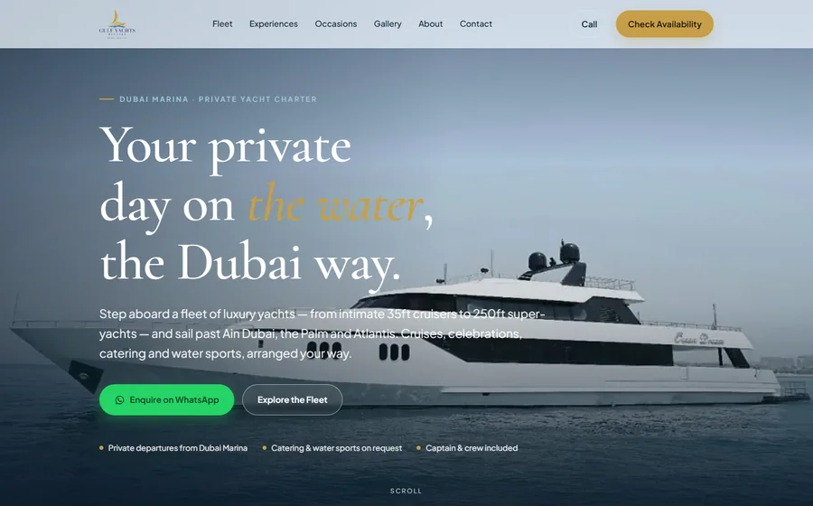 Gulf Yacht Rentals website preview