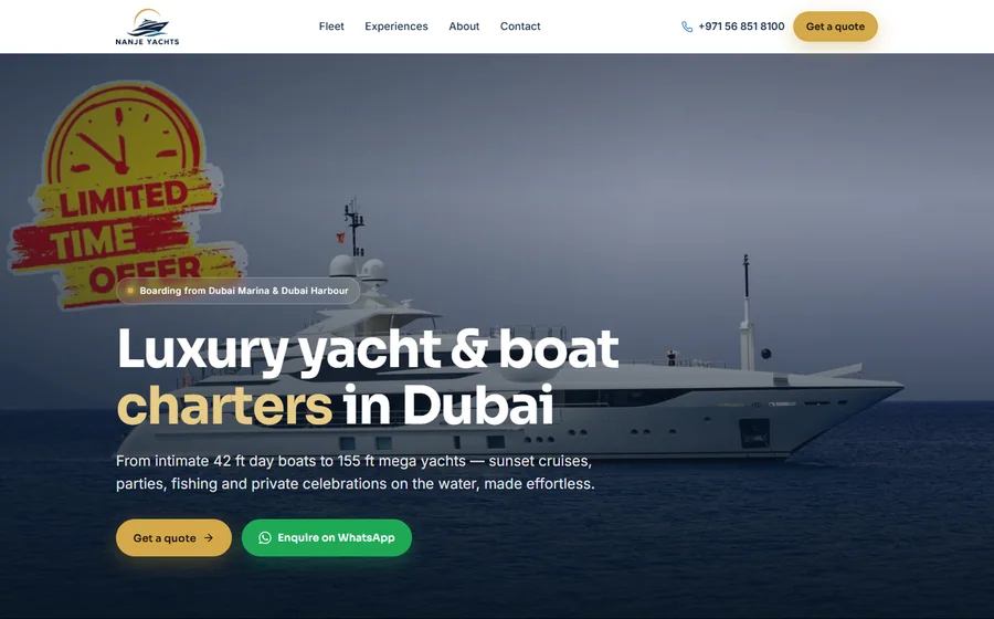 Nanje Boat Rental website preview