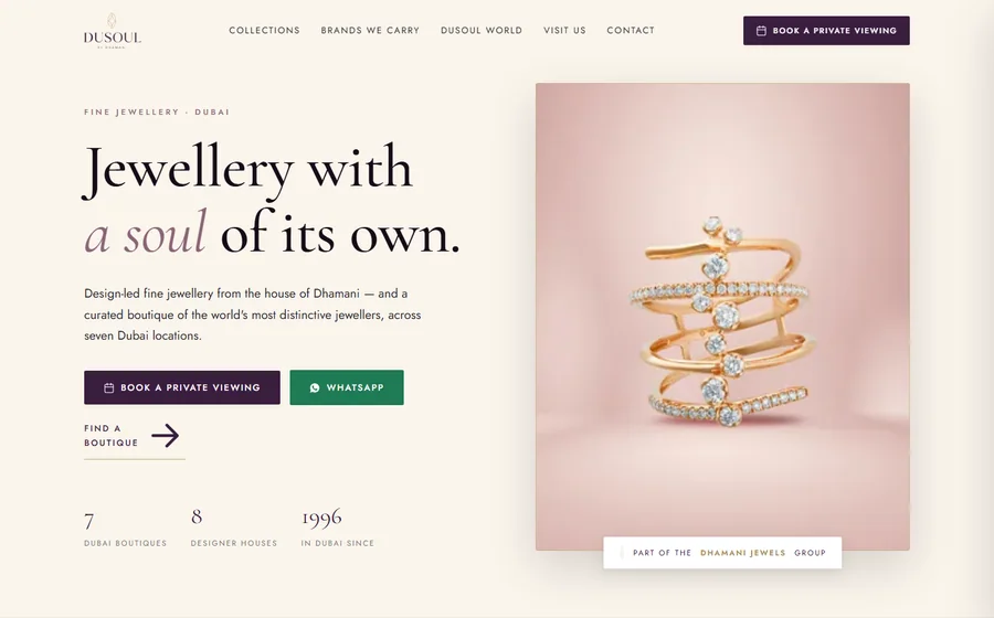Dusoul By Dhamani Jewellery website preview