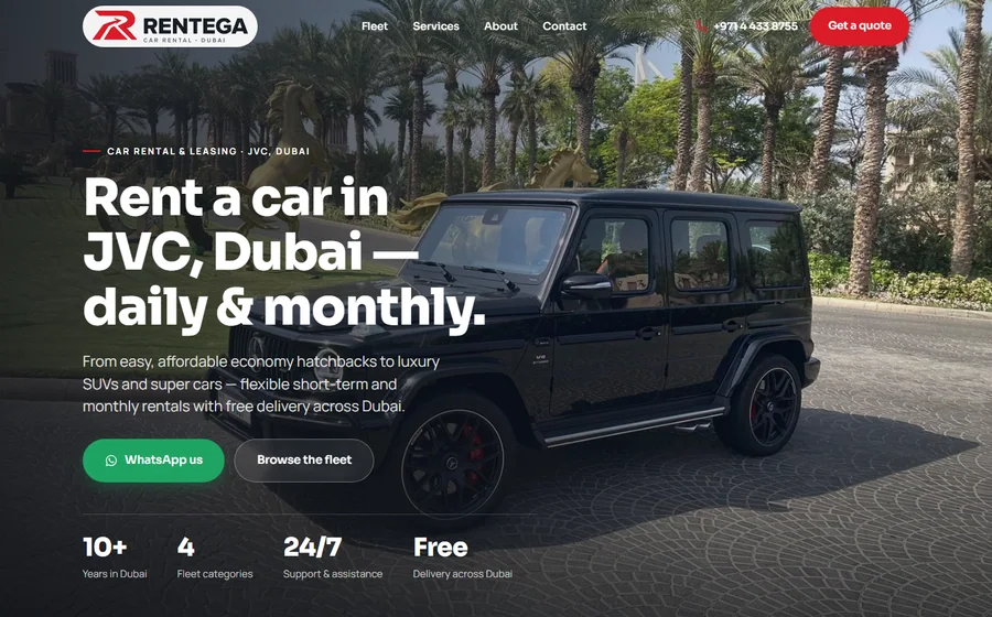 Rentega Car Rental website preview