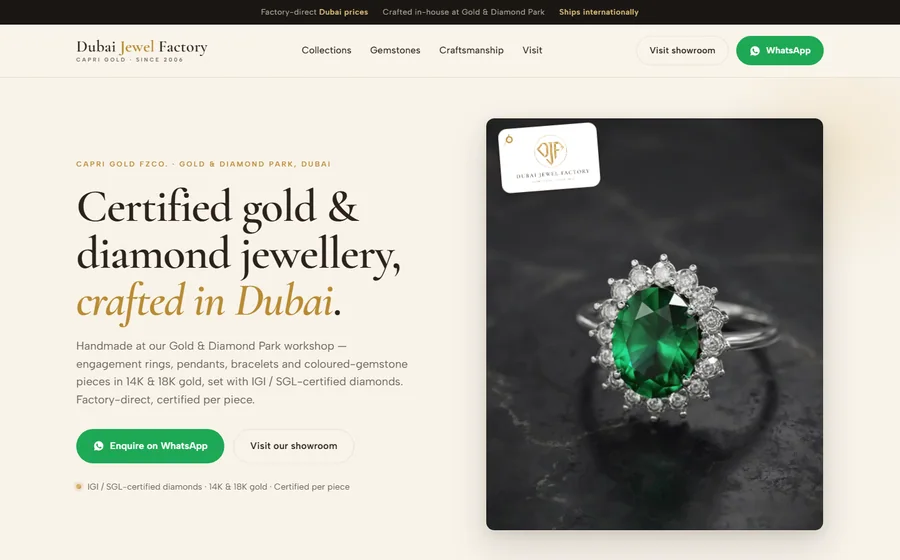 Dubai Jewel Factory Jewellery website preview