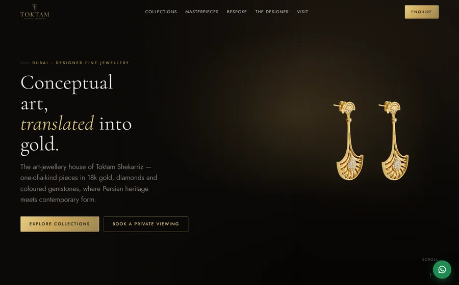 Toktam Conceptual Art Jewellery website preview