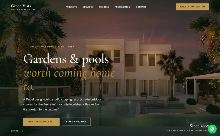 Green Vista Pools And Landscaping website preview