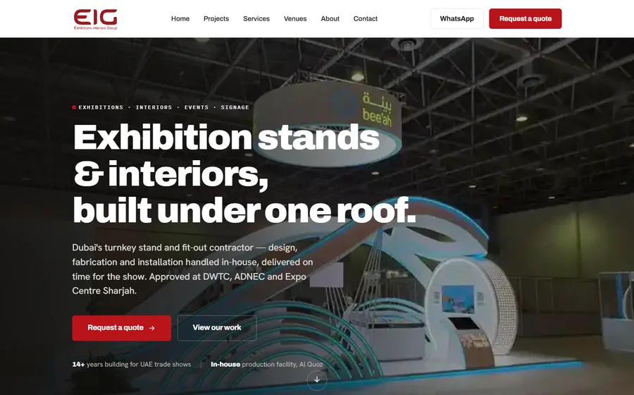 Eig Exhibitions Interiors website preview