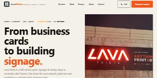 Lava Prints Print Shop website preview