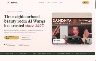 Sandhya Beauty Salon Al Warqaa website preview