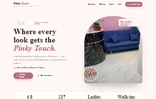 Pinky Pink Beauty Salon website preview
