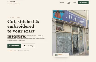 Al Aryam Tailoring website preview