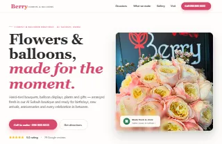Berry Flowers And Balloons Boutique website preview
