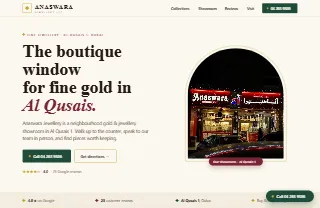 Anaswara Jewellery LLC website preview