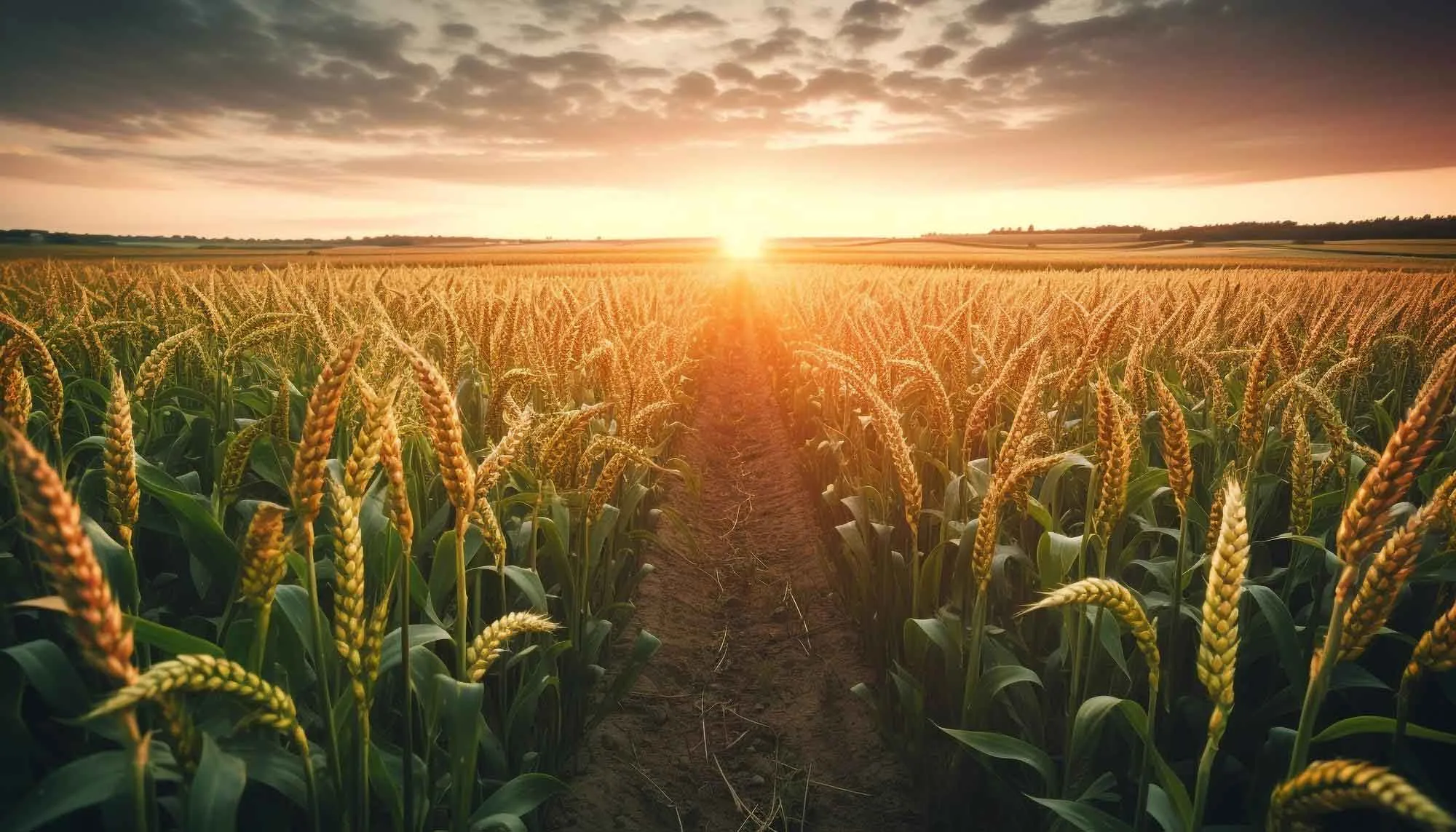 Grain field at sunrise