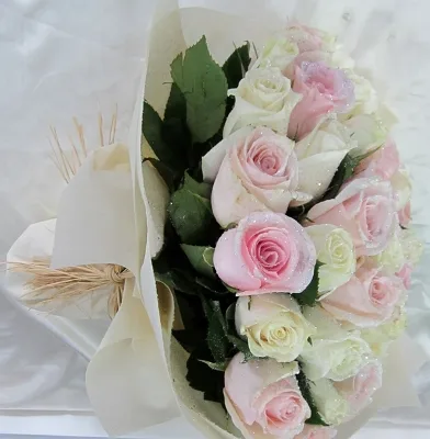 Tall red rose basket arrangement