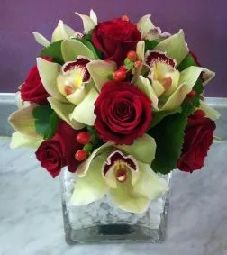 Pink and mixed flower cocktail arrangement