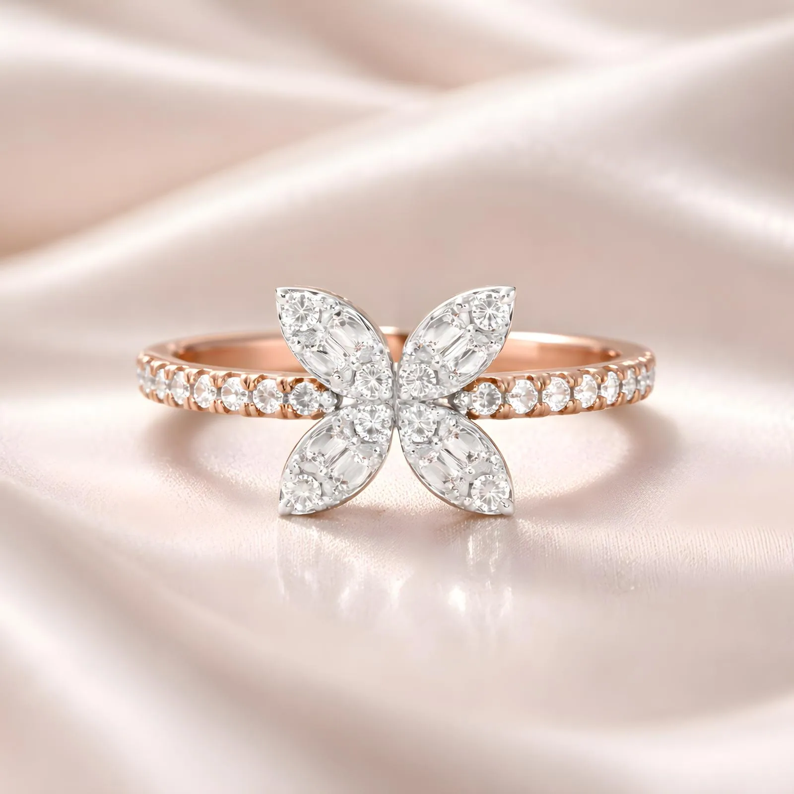 Diamond blossom ring in rose gold