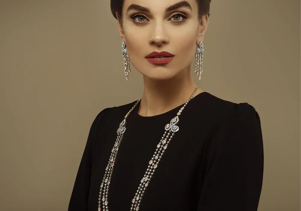 The Allure Collection — long diamond necklace with dramatic drop
