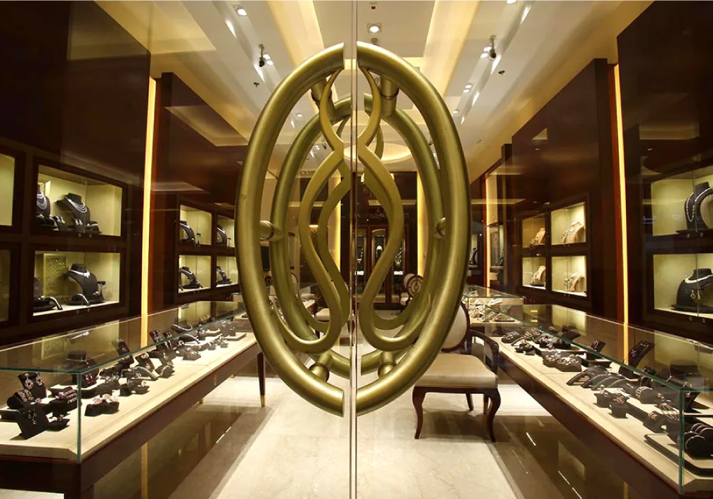 The doors of a Devji Aurum boutique