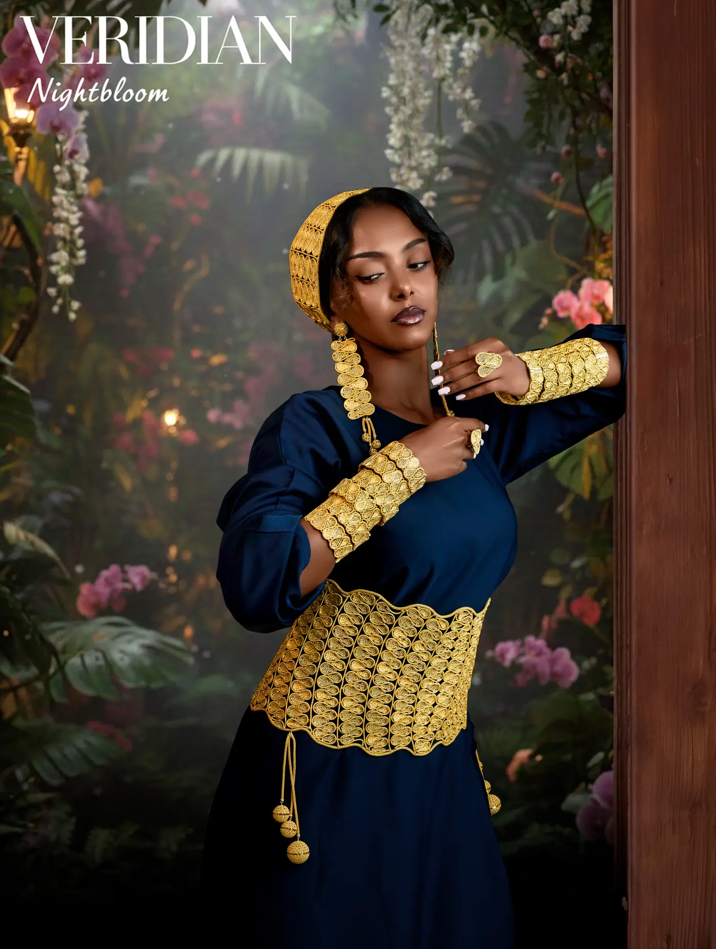 Dhakan bridal gold set — the Veridian Nightbloom campaign