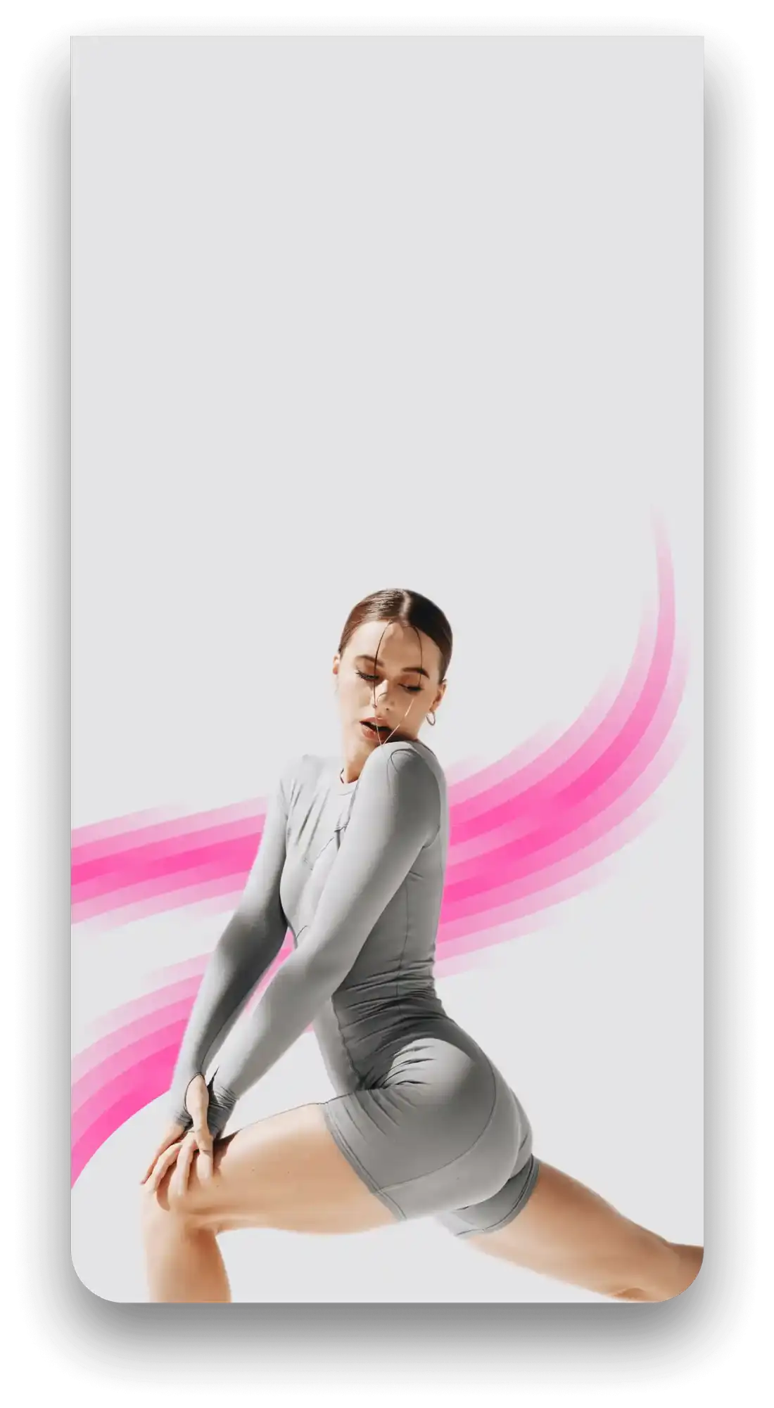 Dancer with a pink brand swoosh graphic