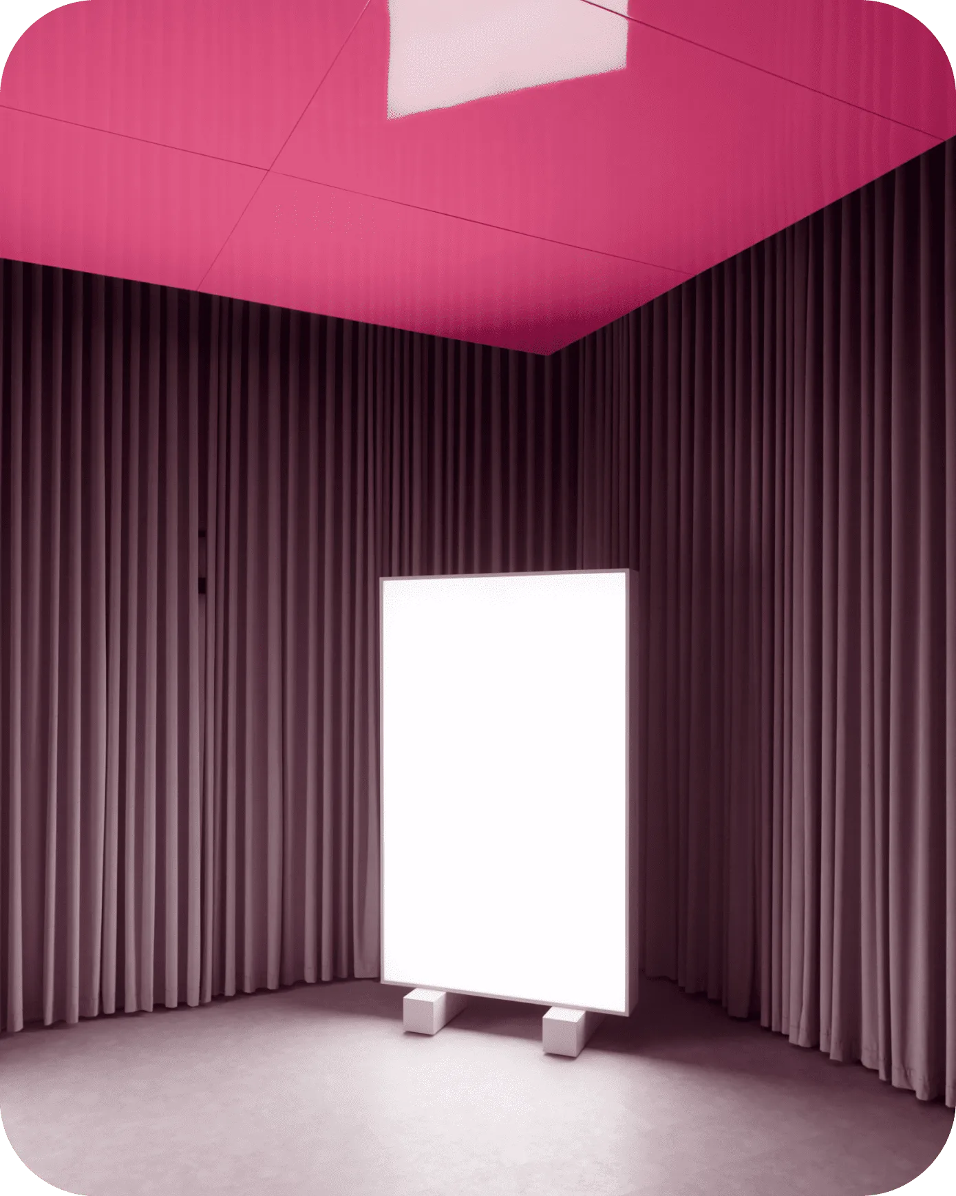 Pink lightbox studio room at Moova Space