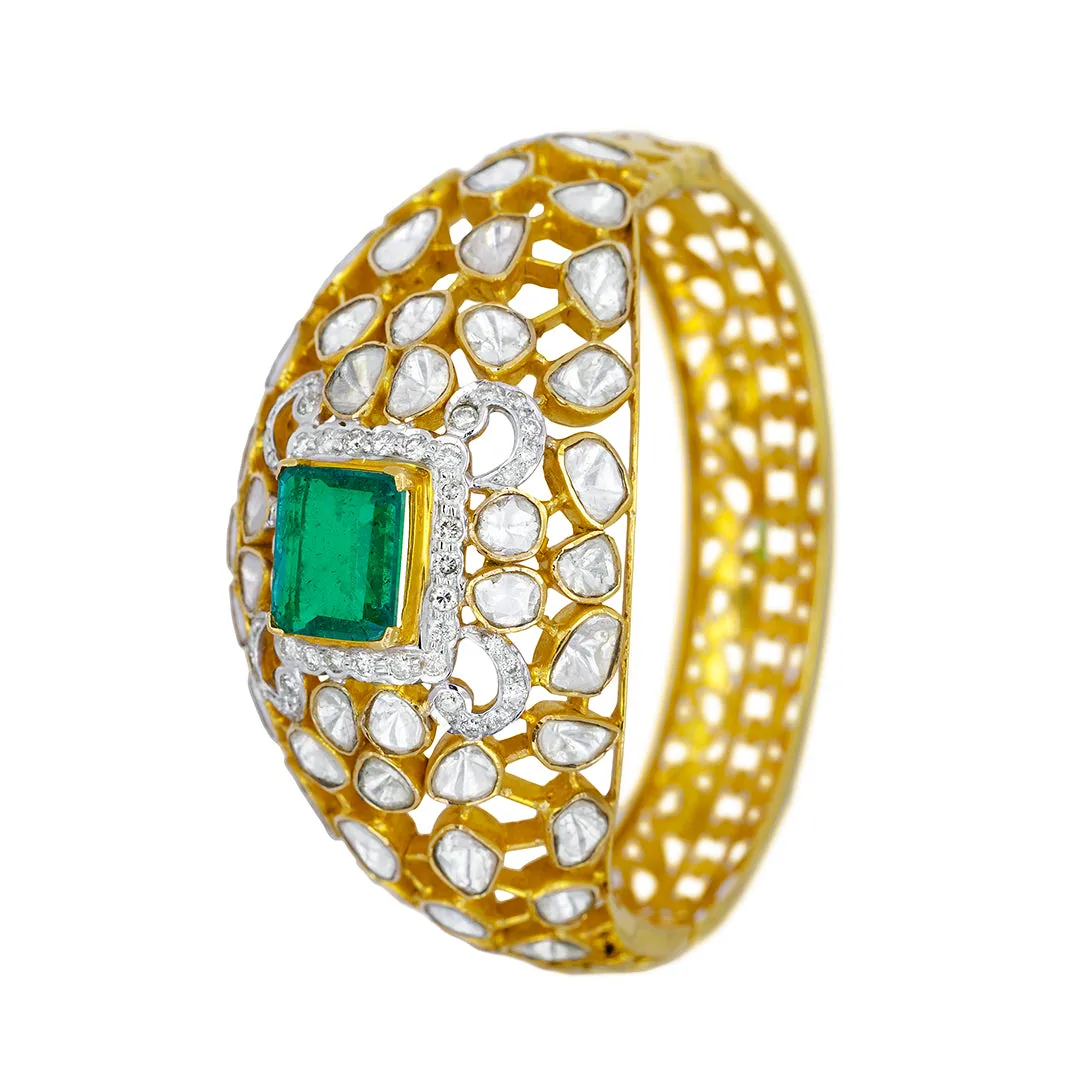 Emerald and Polki statement cuff